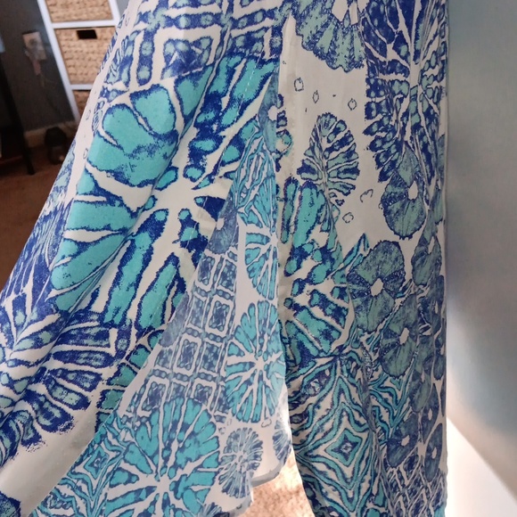 Blue Patterned Button-Front Maxi Dress - Picture 9 of 10